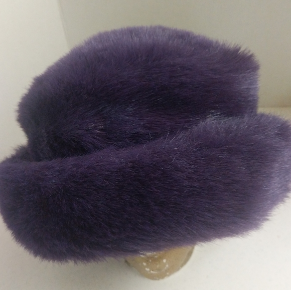 Bucket Hat Purple Faux Fur Convertible Fuzzy - Picture 4 of 14